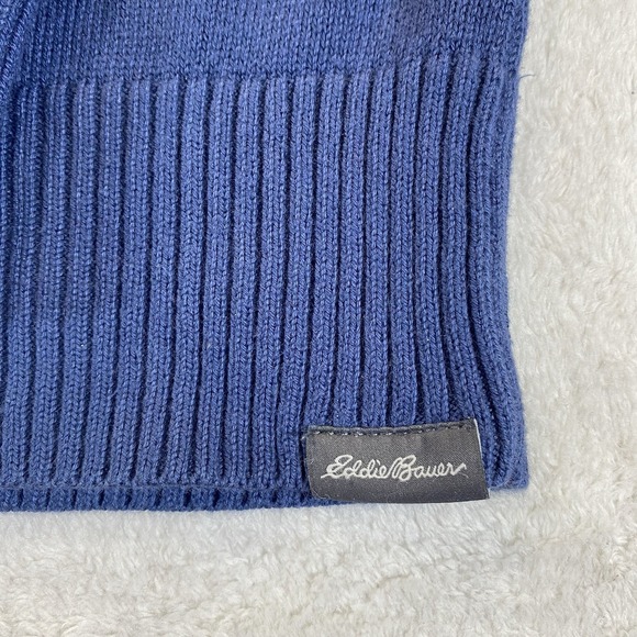 Eddie Bauer Sweater Mens L Navy Blue 1/4 Zip Pullover 100% Cotton - Picture 4 of 8